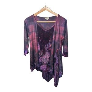 Purple Velvet Asymmetric Hem Tunic Size Large Whimsygoth Renfair Fairy Grunge